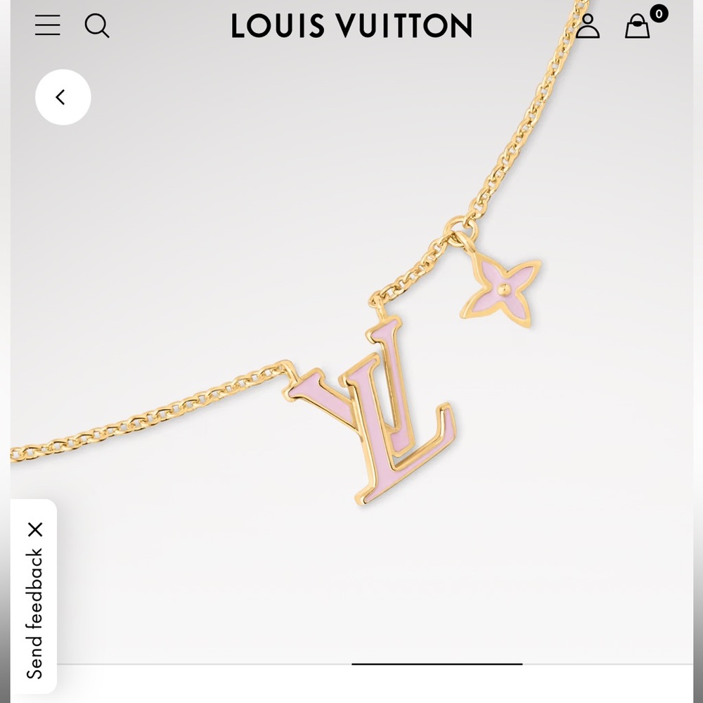 Louis Vuitton Pink Enamel Gold Necklace